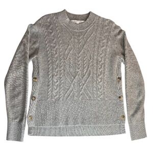 Veronica Beard Gray Cable Knit Cashmere Sweater Size Medium